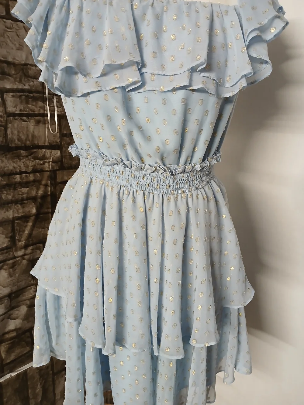 Yumi Kim Light Blue Satin Dress with Subtle Sheen